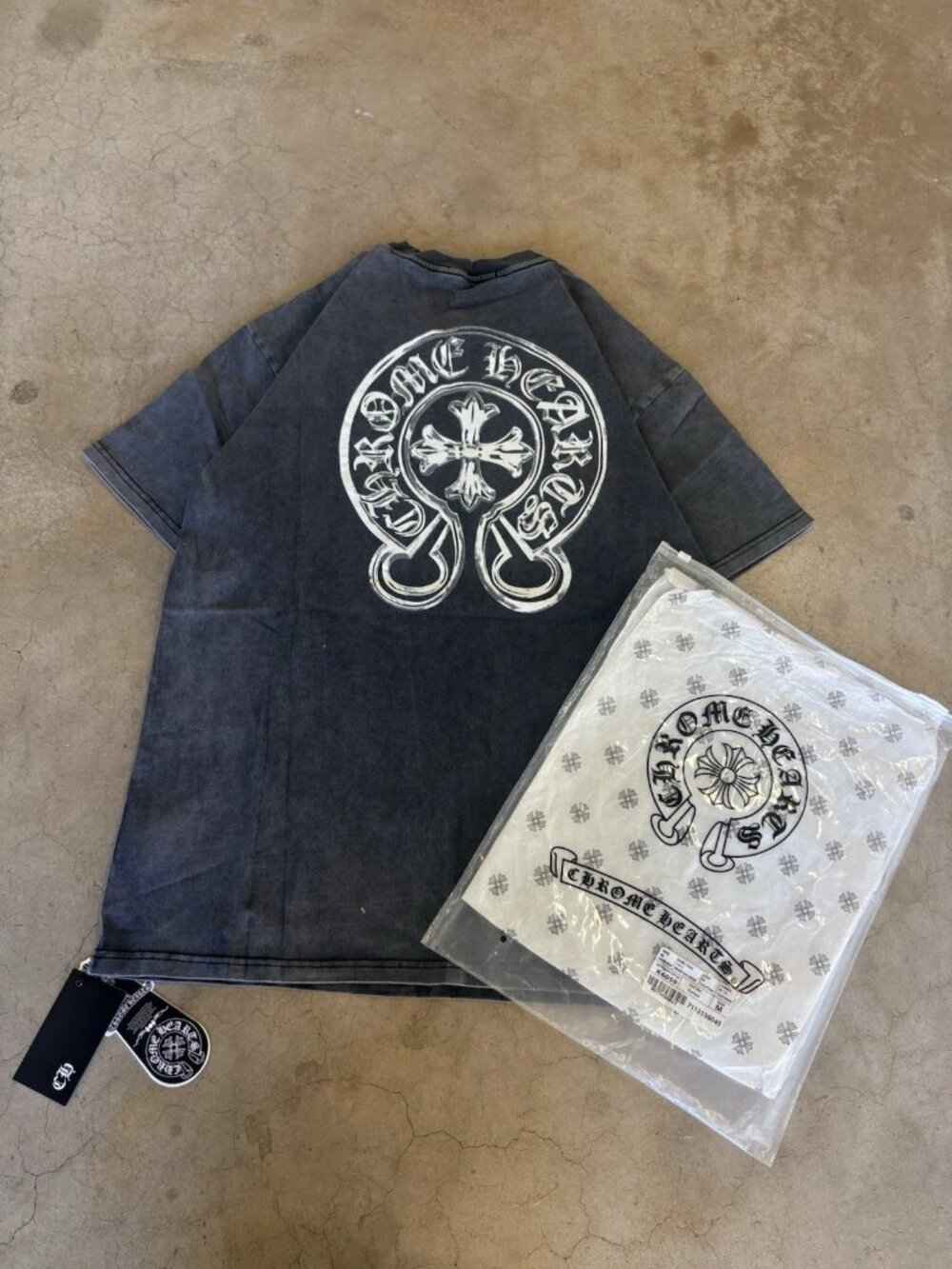 Chrome Hearts Men’s Black Logo Graphic Print Cotton Crew Neck T-Shirt Size M